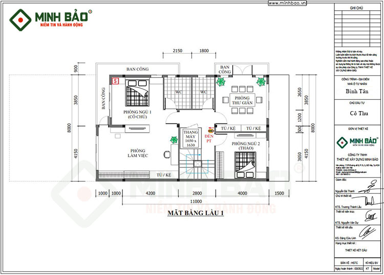 Bản vẽ thiết kế lầu 1 