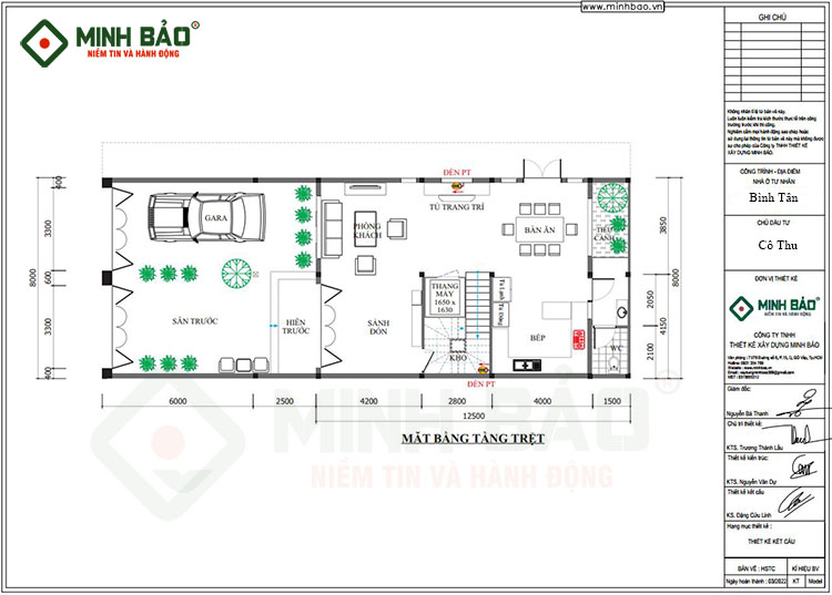 Mặt bằng tầng trệt - Bảo Minh 