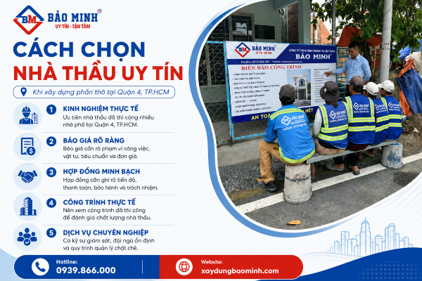 Cách chọn nhà thầu xây dựng phần thô quận 4 uy tín