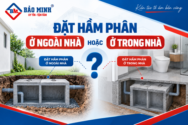 Đặt hầm phân ở trong nhà hoặc ở ngoài nhà