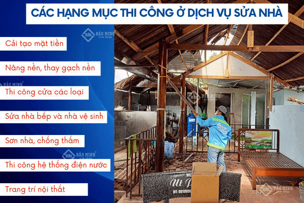 Các hạng mục thi congo ở dịch vụ sửa chữa nhà trọn gói tại Đồng Nai