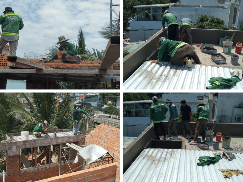 Đổ bê tông tầng mái nhà anh Tuấn tại Bình Tân