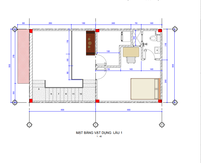 Bản vẽ 2D tầng lửng