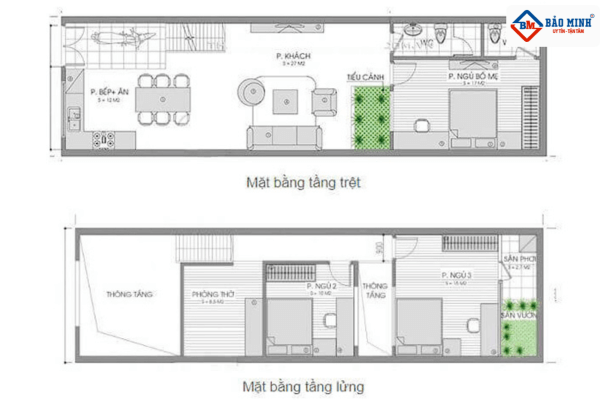 Thiết kế nhà gác lửng 3 phòng ngủ