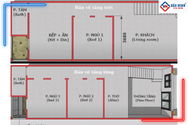 với thiết kế gác lửng, căn nhà trở nên rộng rãi hơn 