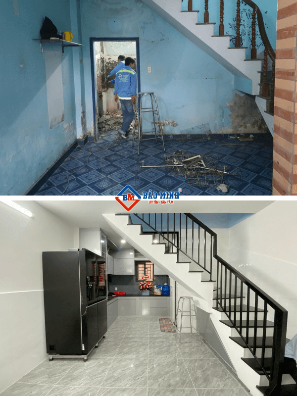 Tầng trệt trước và sau khi sửa chữa