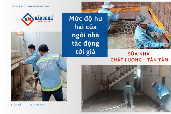 Mức độ hư hại của ngôi nhà tác động tới giá sửa chữa nhà Tân Phước Tiền Giang 
