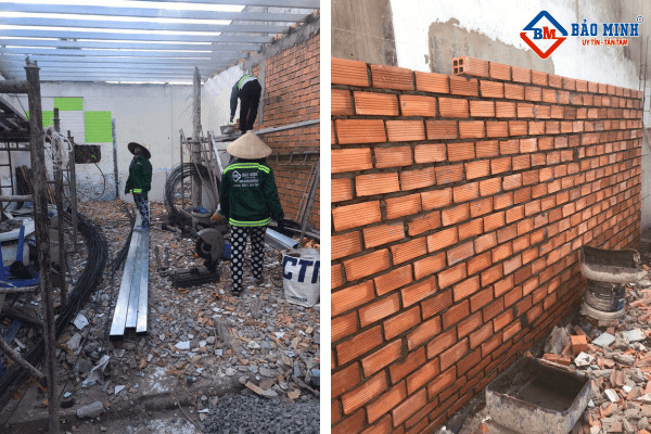 Thực hiện xây dựng tường bao và thi công phần xà gồ cho dự án sửa nhà gác lửng tại Cần Thơ