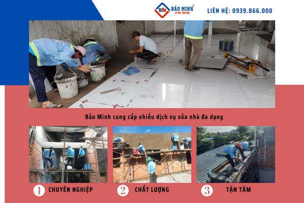 Xây Dựng Bảo Minh cung cấp đa dạng các loại dịch vụ sửa chữa nhà Cần Giuộc Long An 