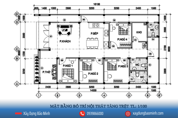 Bố trí công năng nhà chị Hạnh