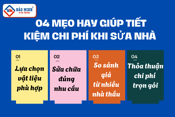 Có 04 mẹo tiết kiệm chi phí sửa nhà bạn có thể áp dụng