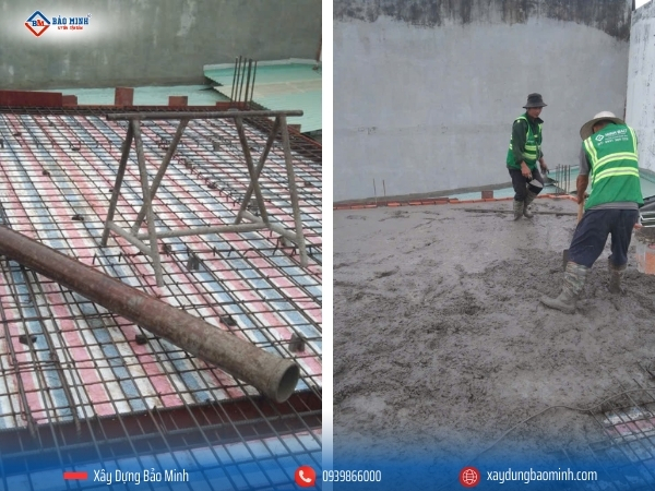 Đổ bê tông sàn tầng trệt - Xây nhà 1 trệt 1 lầu quận 9