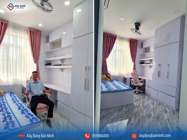 Phòng ngủ tại lầu 1 - Công trình xây nhà 1 trệt 1 lầu quận 9