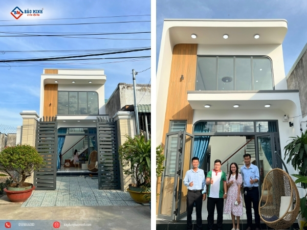 Mặt tiền công trình xây nhà gác lửng Bình Dương