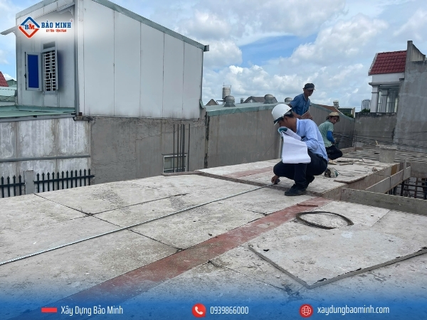 Nghiệm thu thép sàn lầu 1 - Công trình xây nhà 1 trệt 1 lầu 1 tum