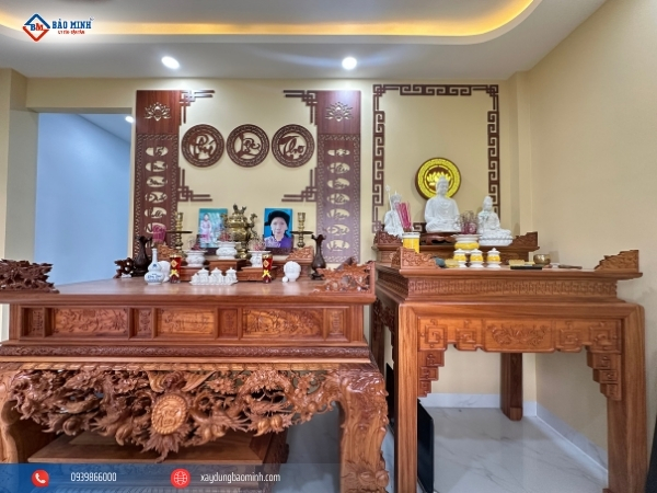 Không gian phòng thờ được đặt ở vị trí trang nghiêm