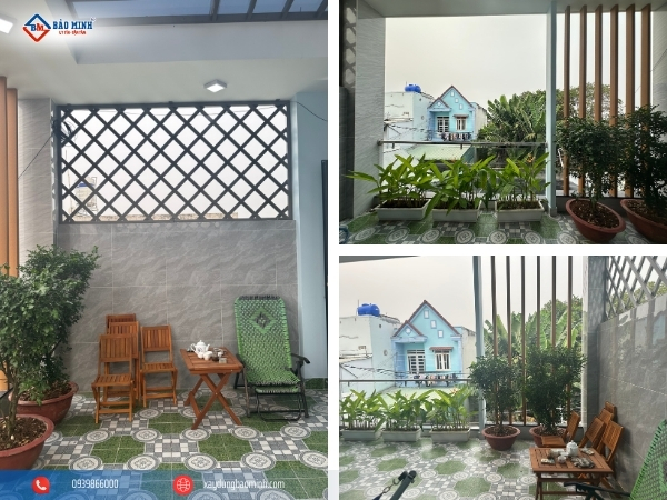 Sân thượng là không gian nuôi cá, trồng cây và uống trà - Xây nhà 2 tầng Hóc Môn