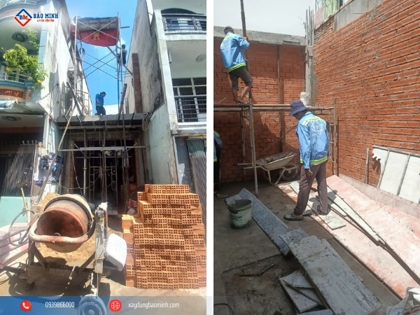 Thi công cột và tường bao lầu 1