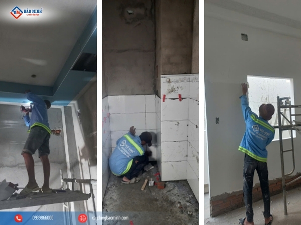 Thi công trần thạch cao, ốp lát gạch và sơn nước