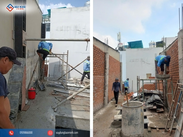 Xây dựng cột và tường bao lầu 2