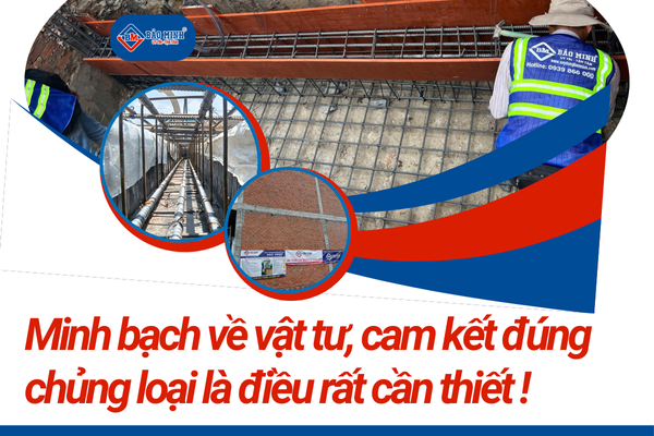 Minh bạch về vật tư, cam kết đúng chủng loại
