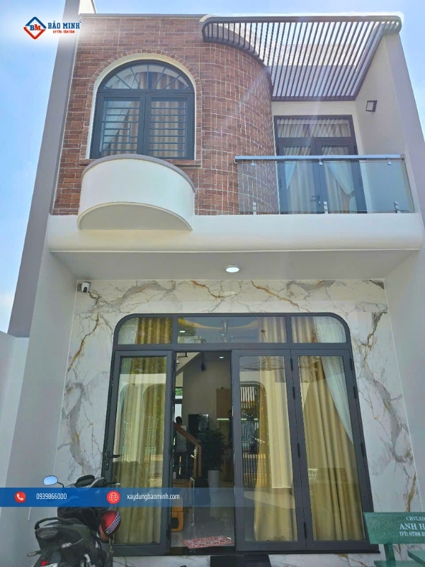 Mặt tiền công trình xây nhà 2 tầng