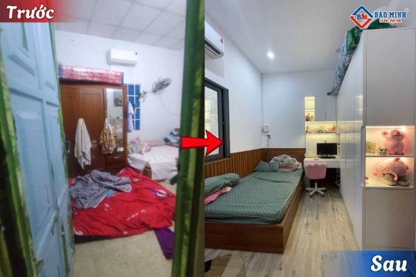 Phòng ngủ trước và sau khi cải tạo