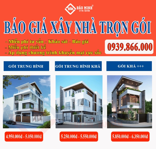 Báo giá xây nhà 2 tầng 100m2 trọn gói tại Bảo Minh