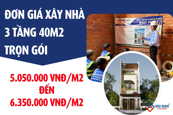 Chi phí xây nhà 3 tầng 40m2