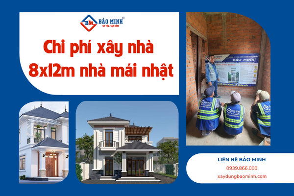 Chi phí xây nhà 8x12m nhà mái nhật 2 tầng