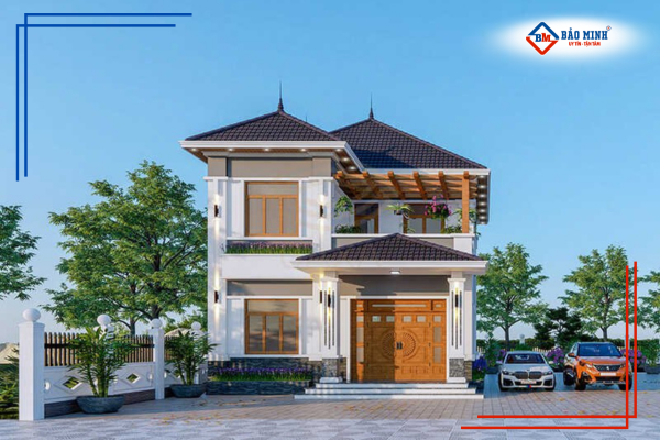 Mẫu nhà mái nhật 2 tầng có sân vườn