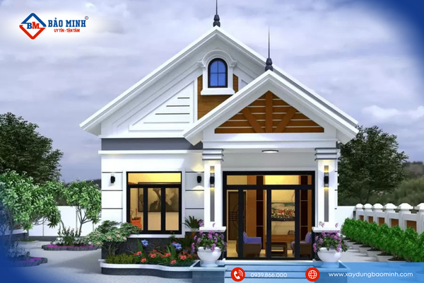 Mẫu nhà mái thái 1 tầng mặt tiền 8m