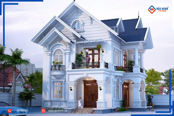 Mẫu nhà mái thái 2 tầng tân cổ điển