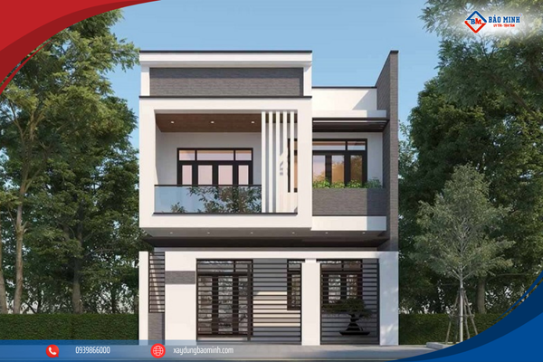 Nhà mái bằng 2 tầng vuông vức