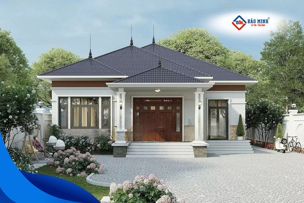 Nhà mái nhật 1 tầng hiện đại có sân vườn