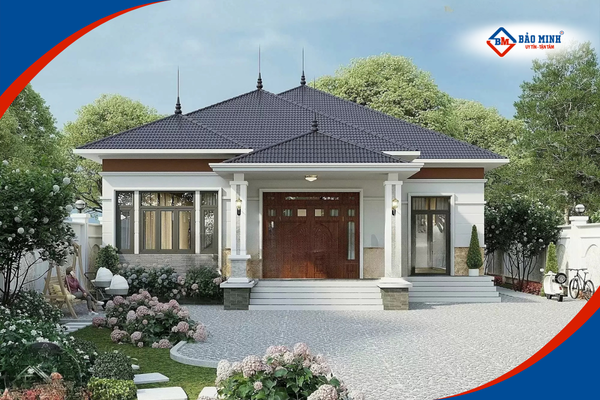 Nhà mái nhật kết hợp sân vườn hiện đại