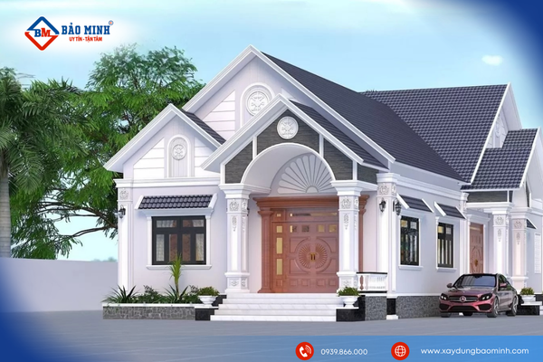 Mẫu nhà mái thái 1 tầng 4 phòng ngủ