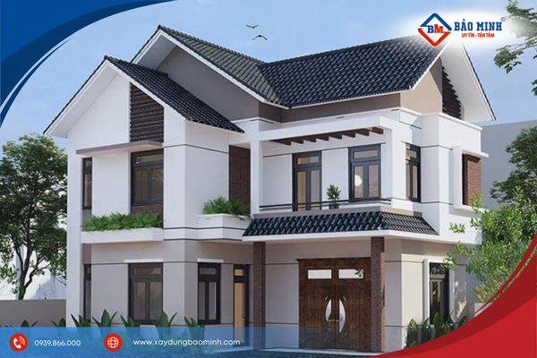 Mẫu nhà mái thái 2 tầng phong cách hiện đại