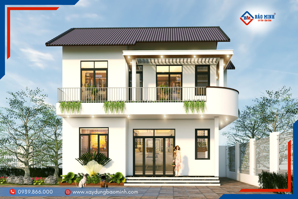 Nhà mái thái 2 tầng với phong cách hiện đại
