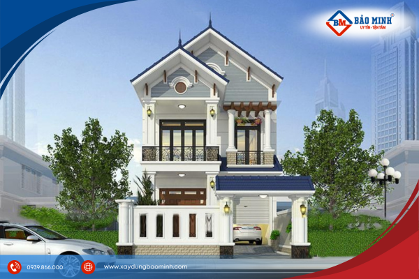 Mẫu nhà mái thái có gara Ô tô 