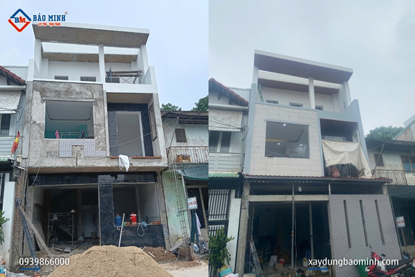 Công trình xây nhà 3 tầng Biên Hòa trong giai đoạn hoàn thiện
