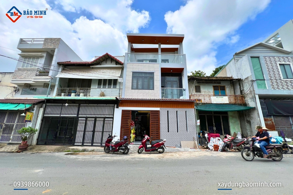 Mặt tiền công trình xây nhà 3 tầng Biên Hòa