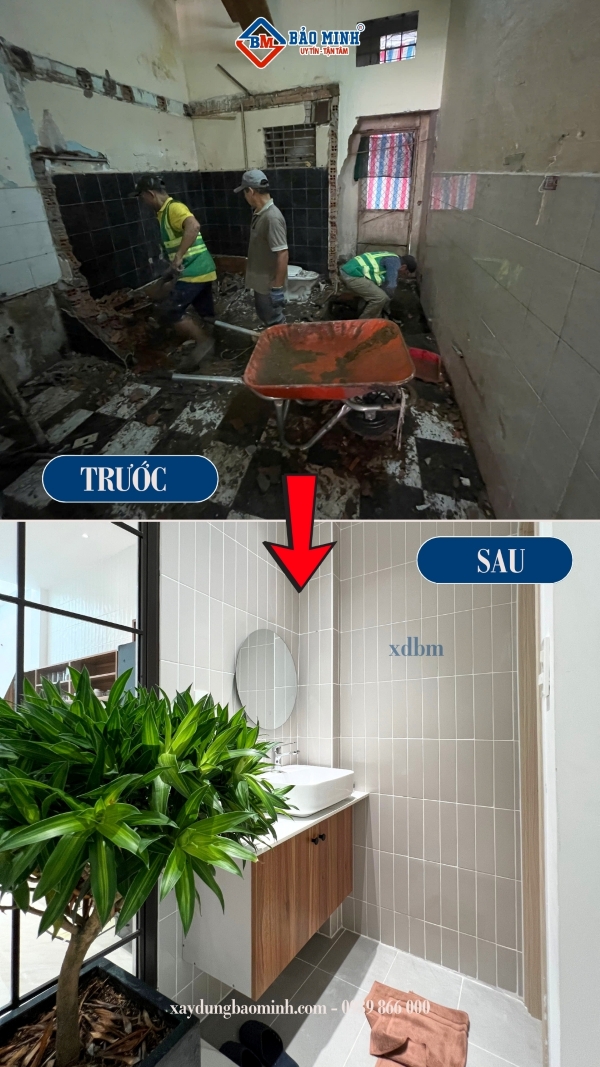 Nhà vệ sinh trước và sau khi cải tạo