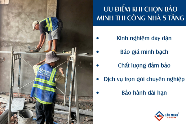 Ưu điểm của Bảo Minh khi xây nhà 5 tầng