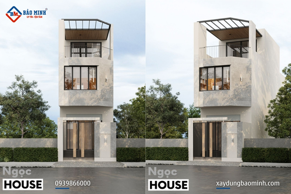 3D mặt tiền công trình xây nhà quận 12