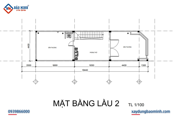 Bố trí mặt bằng lầu 2