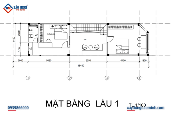 Bố trí mặt bằng lầu 1