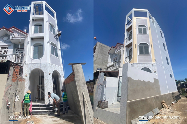 Công trình xây nhà 3 tầng tum Hóc Môn thi công phần hoàn thiện