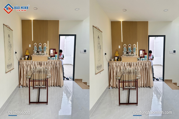 Phòng thờ nằm giữa sân thượng trước và sau