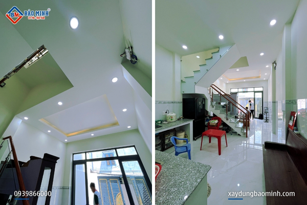 Tầng trệt gồm phòng khách và bếp